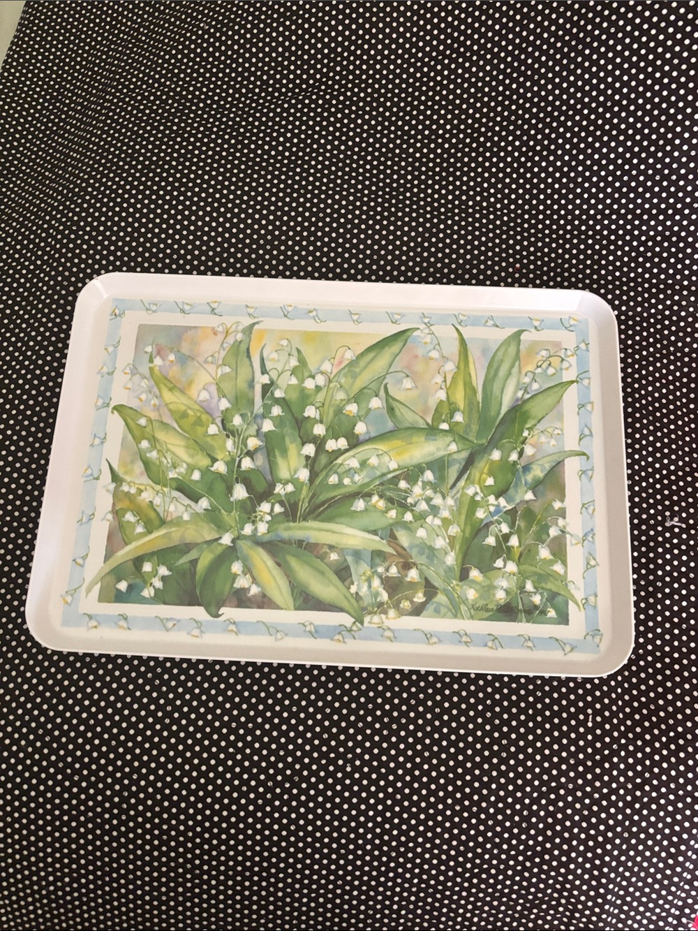 White and Green Lily-of-the-Valley Decorative Serving Tray